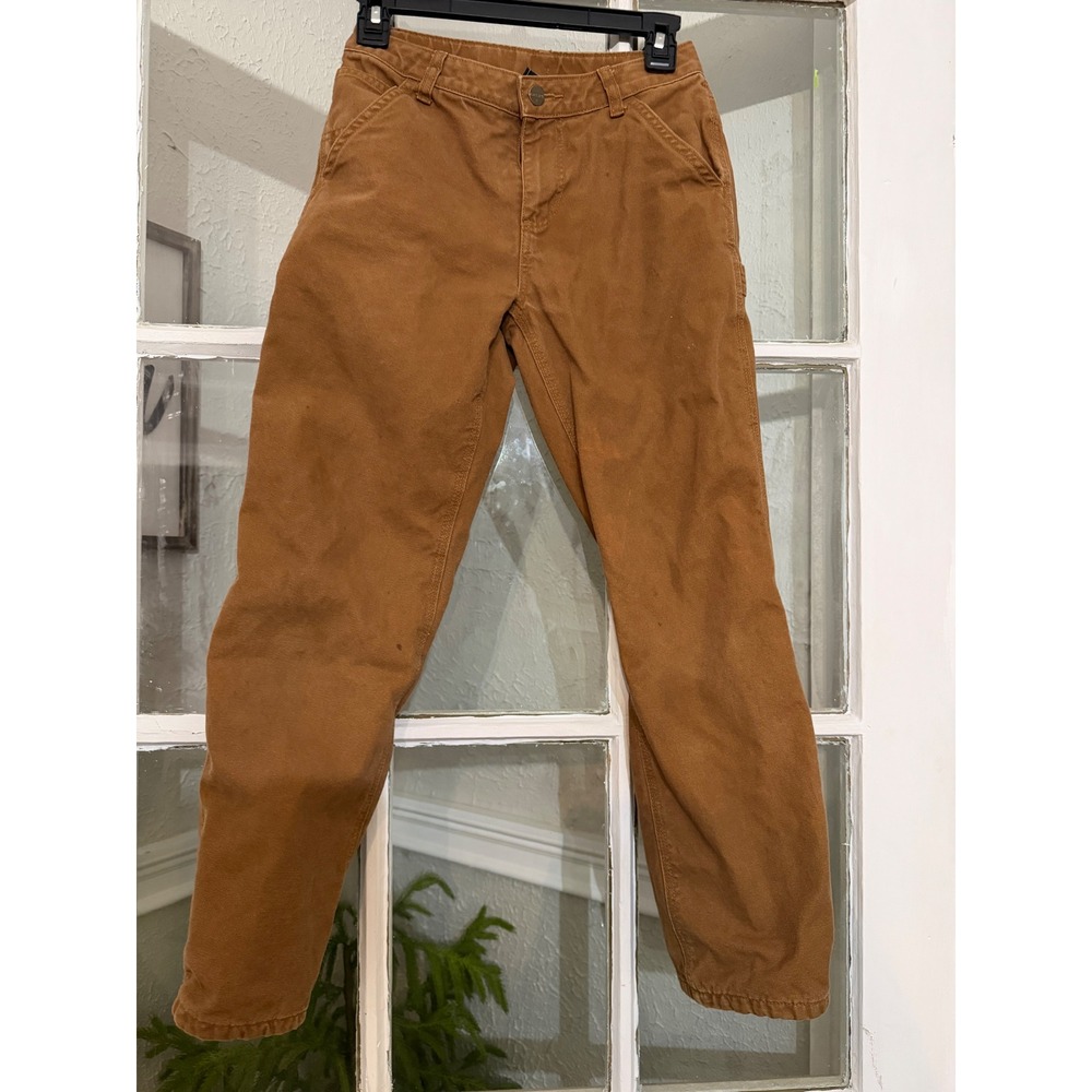 Carhartt Kids 12 Flannel Lined Canvas Work Pants Brown Plaid BN6316-B